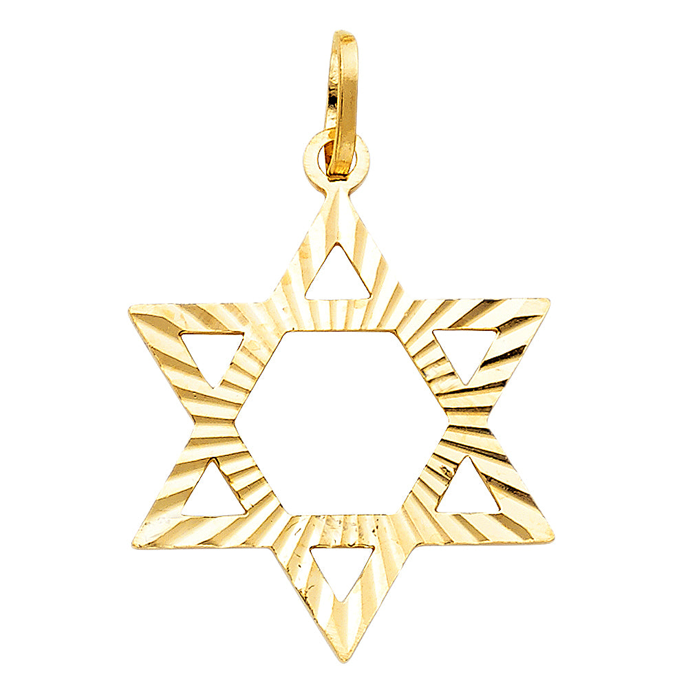 14K Yellow Gold Star of David Pendant