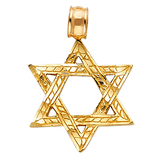 14K Yellow Gold Star of David Pendant