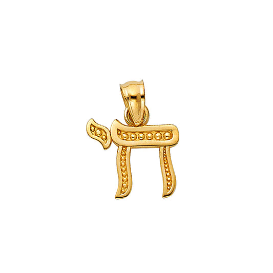 14K Yellow Gold Hebrew Chai Pendant