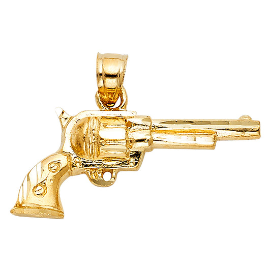 14K Yellow Gold Revolver Pendant 0.6" Tall