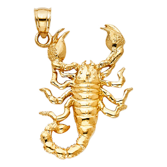 14K Yellow Gold Scorpion Pendant 1.2" Tall
