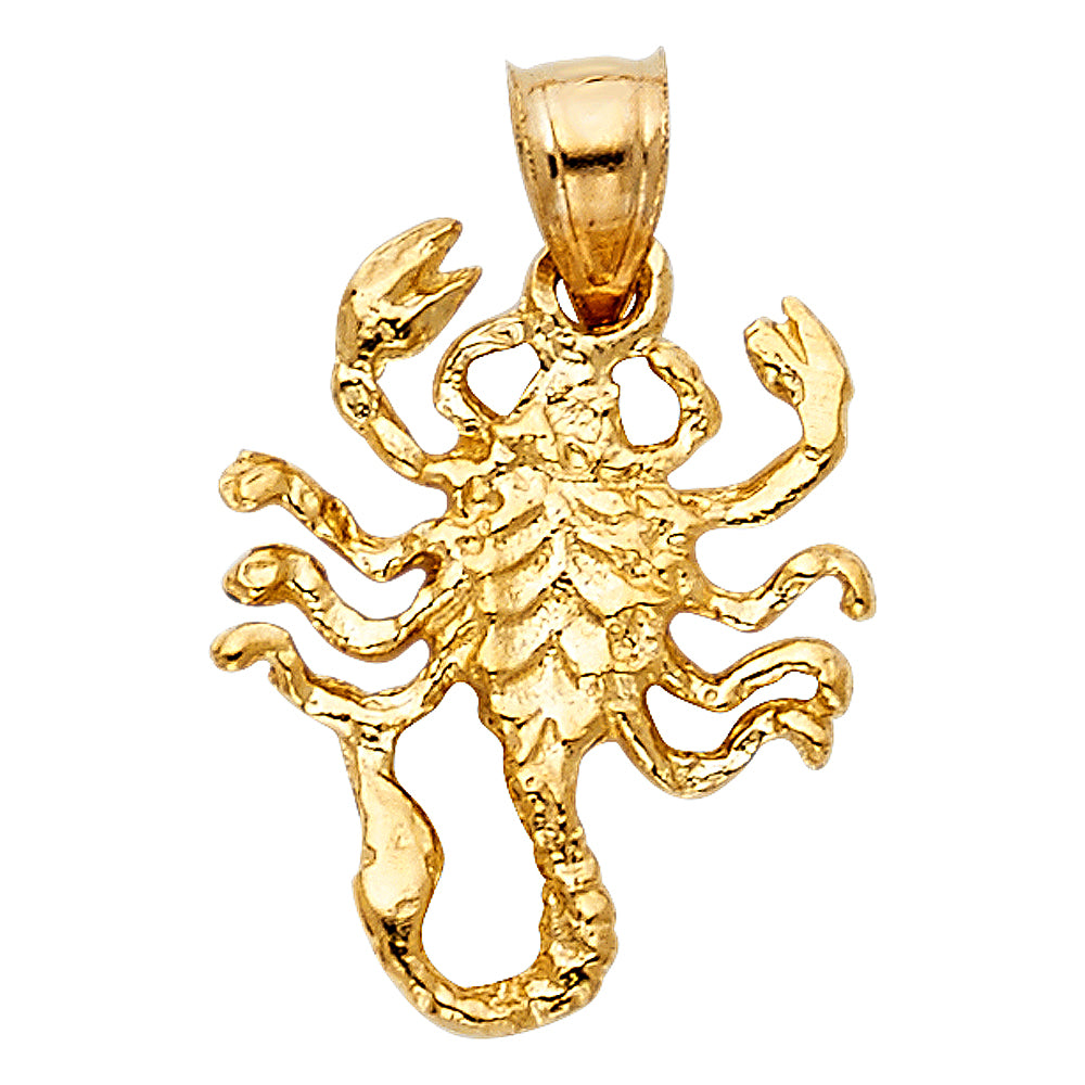 14K Yellow Gold Scorpion Pendant 0.8" Tall