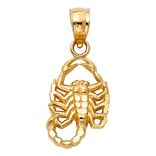 14K Yellow Gold Scorpion Pendant 0.5" Tall