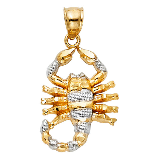 14K Two-Tone Gold Scorpion Pendant 3/4" Tall