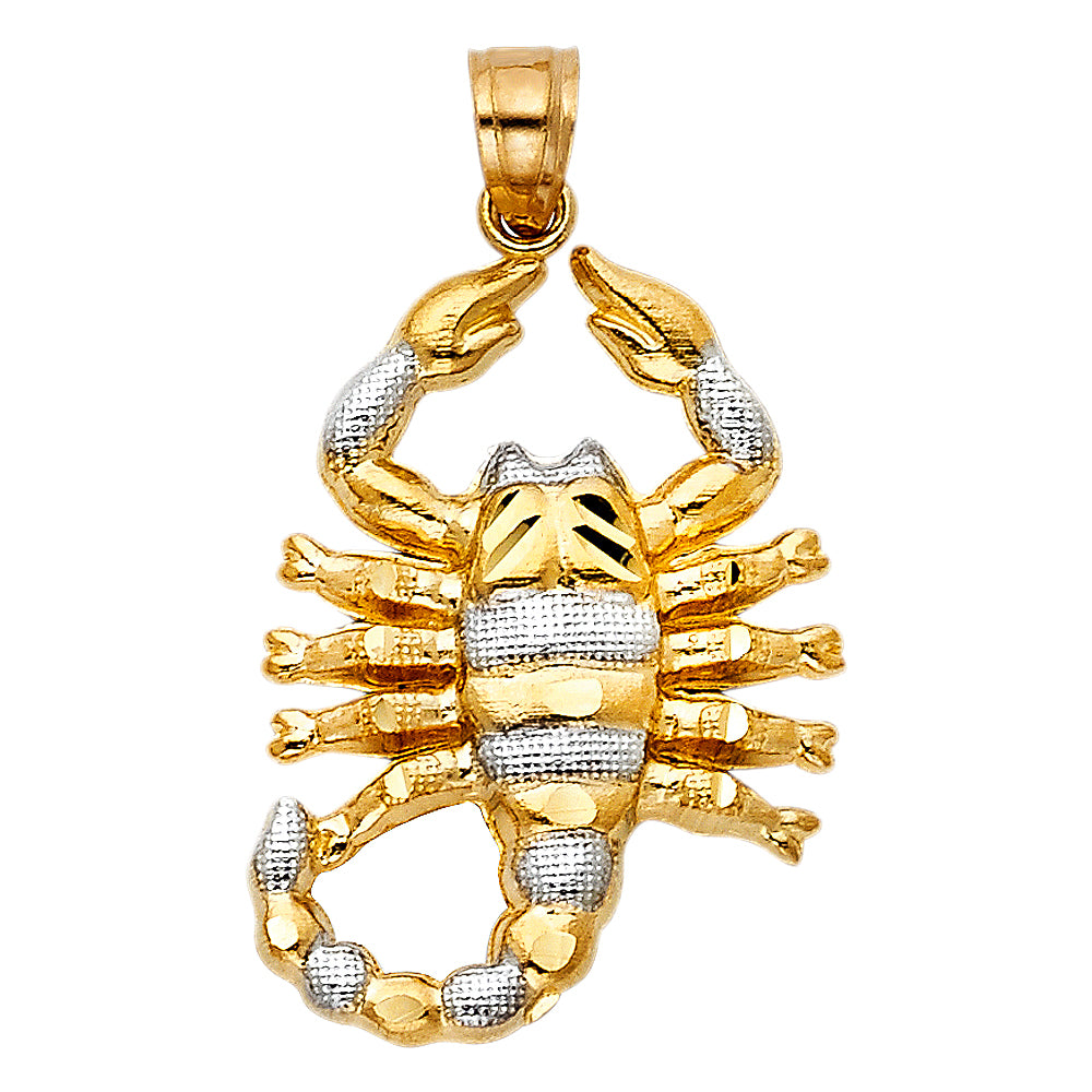 14K Two-Tone Gold Scorpion Pendant 1" Tall