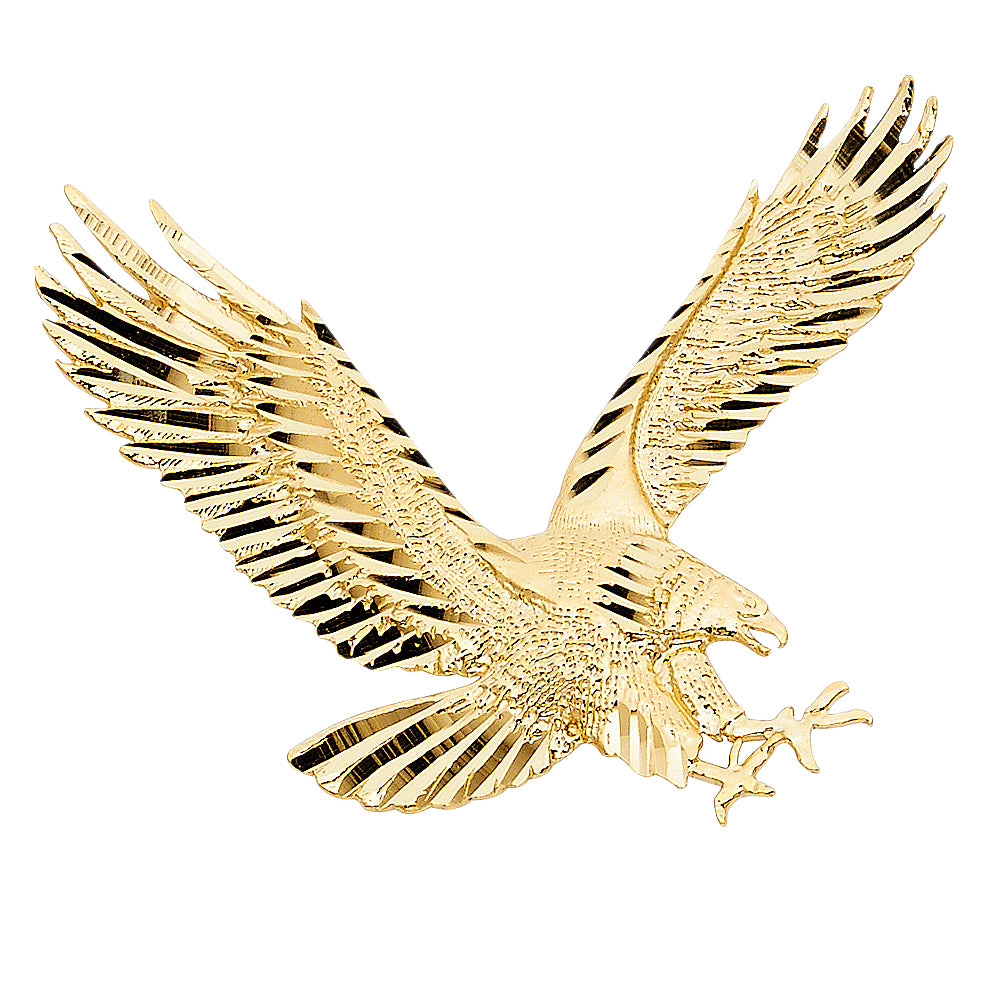 14K Yellow Gold Eagle Pendant 1.4" Tall