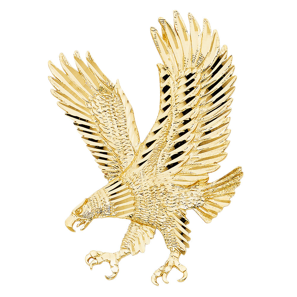 14K Yellow Gold Eagle Pendant 2.4" tall