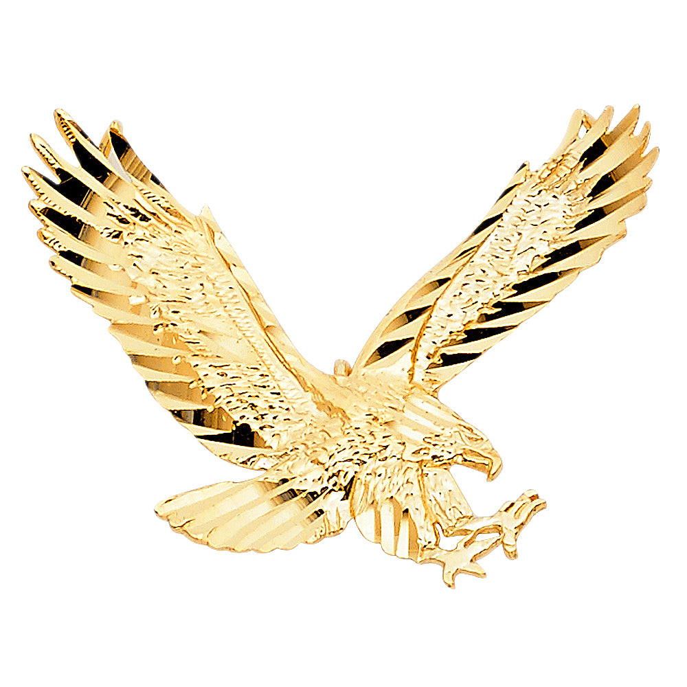 14K Yellow Gold Eagle Pendant 0.9" tall