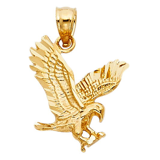 14K Yellow Gold Eagle Pendant 0.7" Tall