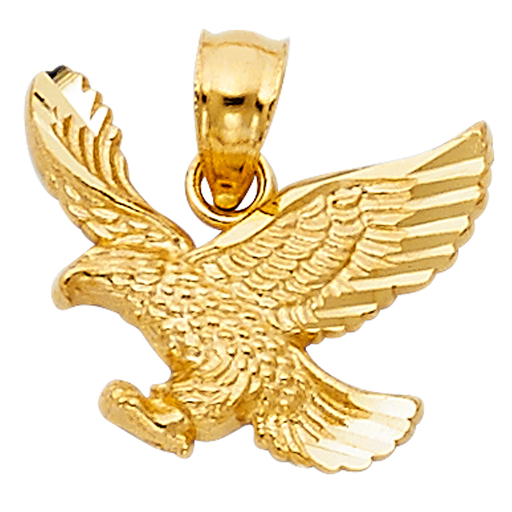 14K Yellow Gold Eagle Design Pendant 0.5" Tall