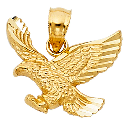 14K Yellow Gold Eagle Design Pendant 0.5" Tall