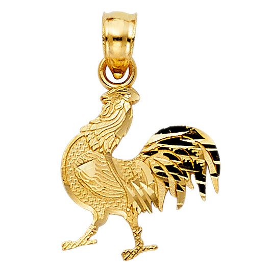 14K Yellow Gold Rooster Pendant