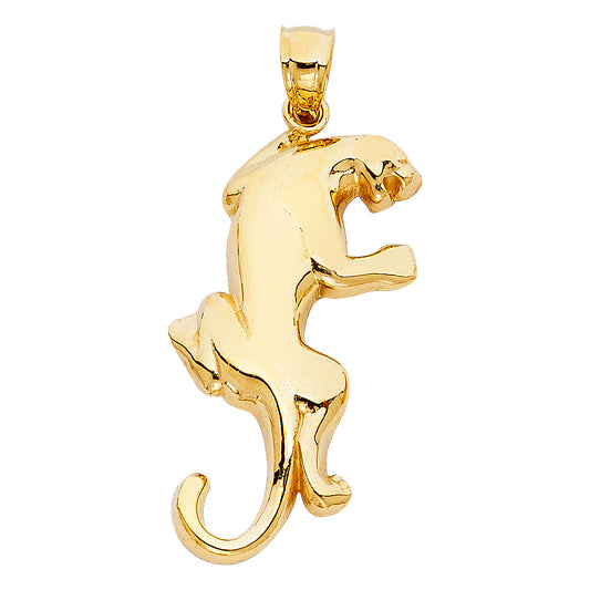 14K Yellow Gold Panther Pendant 1.2" Tall