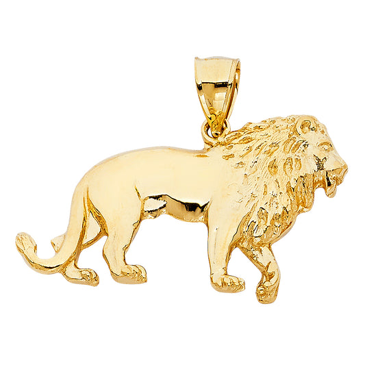 14K Yellow Gold Lion Pendant 0.9" Tall
