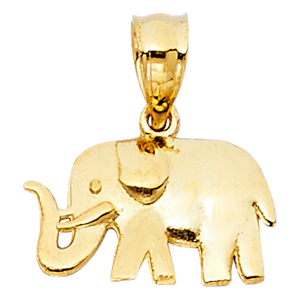 14K Yellow Gold Elephant Pendant 0.3" Tall