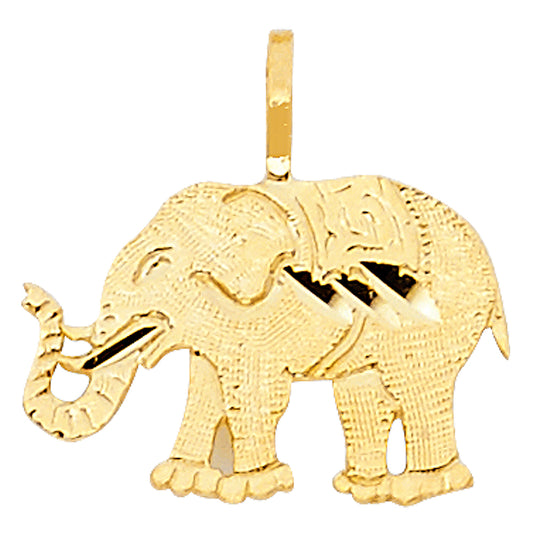 14K Yellow Gold Elephant Pendant 0.4" Tall