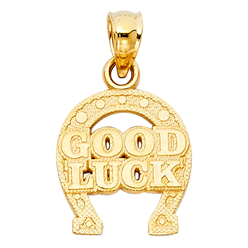 14K Yellow Gold Good Luck Horseshoe Pendant
