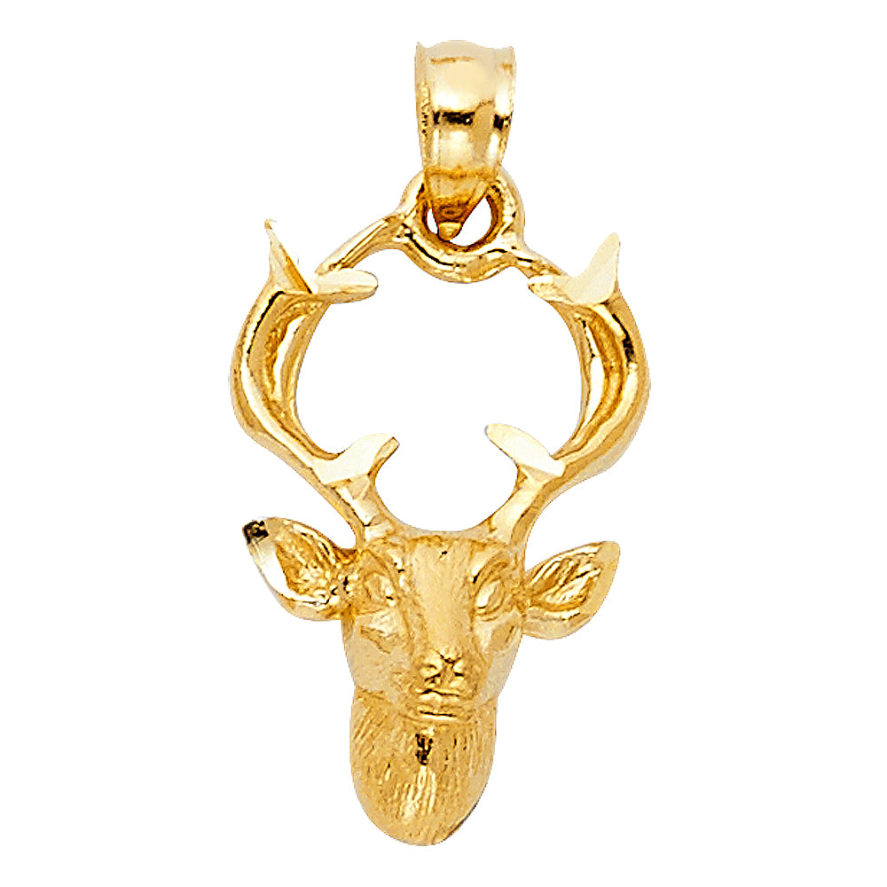 14K Yellow Gold Deer Head Pendant