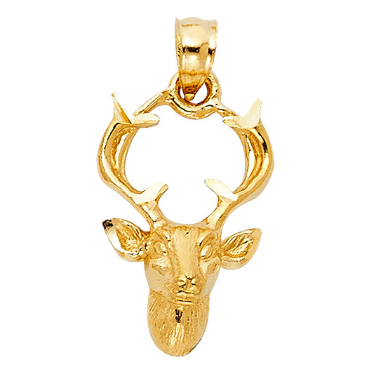 14K Yellow Gold Deer Head Pendant