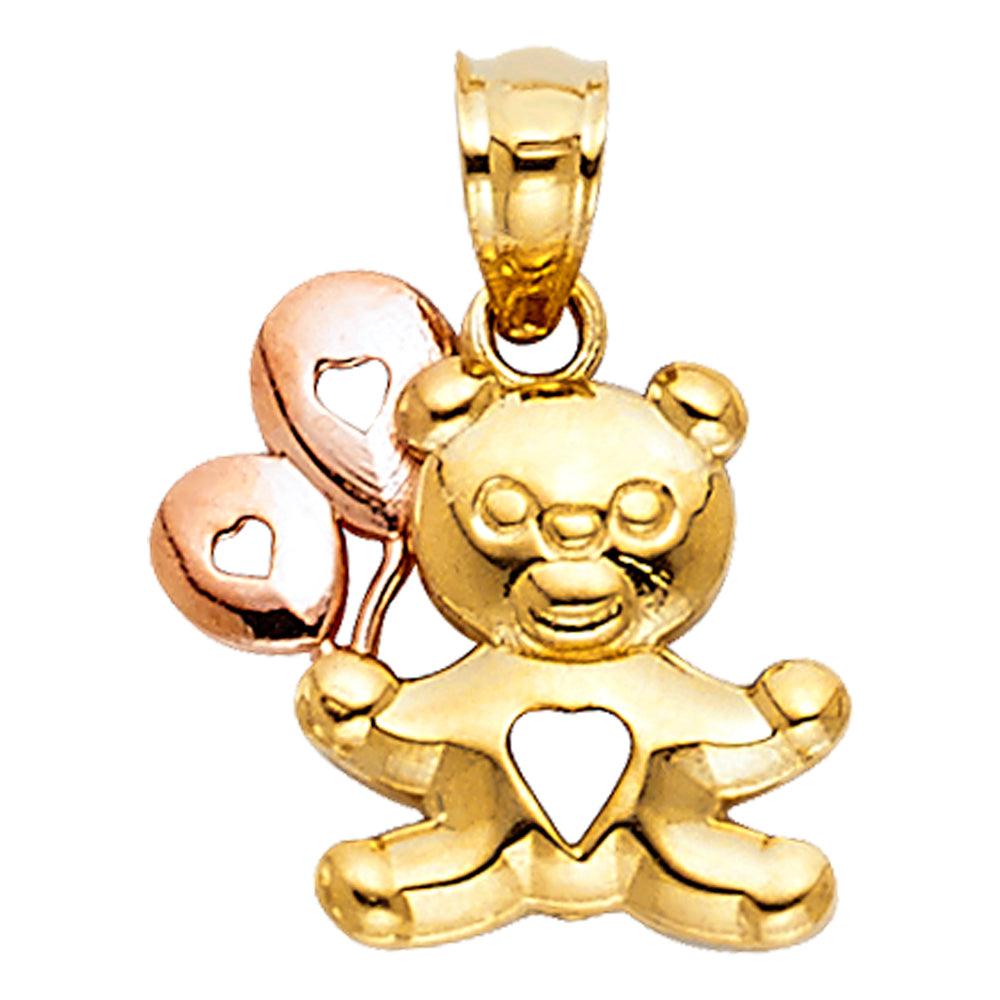 14K Two-Tone Gold Teddy Bear Pendant