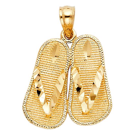 14K Yellow Gold Double Sided / Reversible Flip Flop Charm