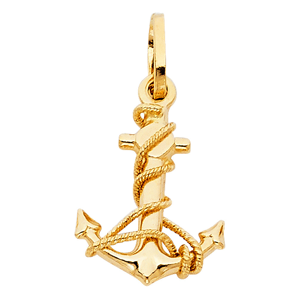 14K Yellow Gold Anchor Pendant