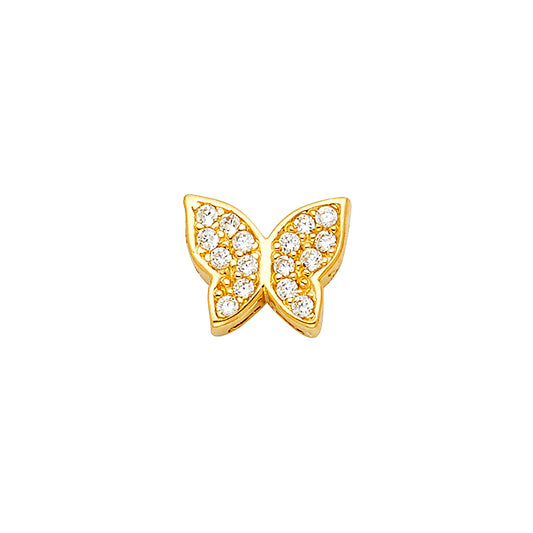 14K Yellow Gold Butterfly CZ Pendant