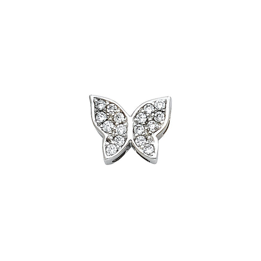 14K White Gold Butterfly CZ Pendant