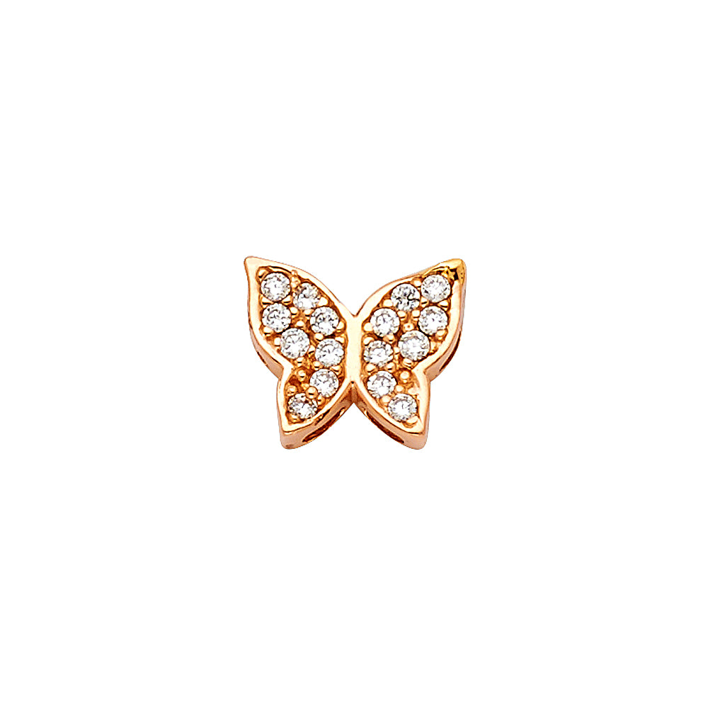 14K Rose Gold Butterfly CZ Pendant