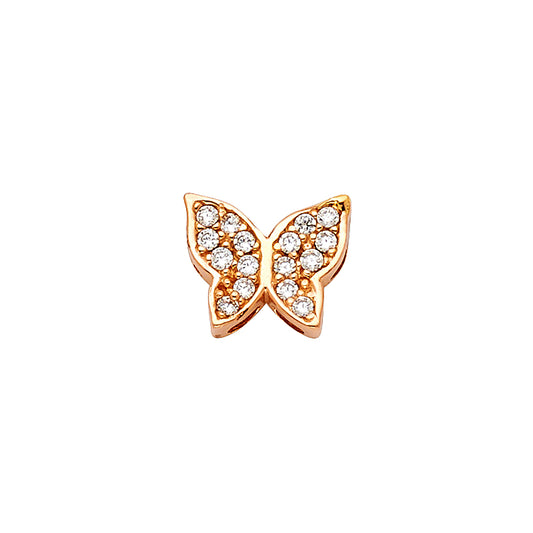 14K Rose Gold Butterfly CZ Pendant