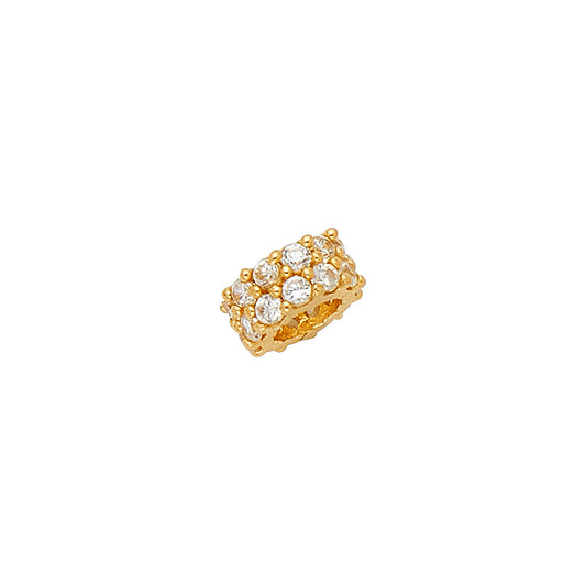 14K Yellow Gold CZ Round Beaded Spacer Charm