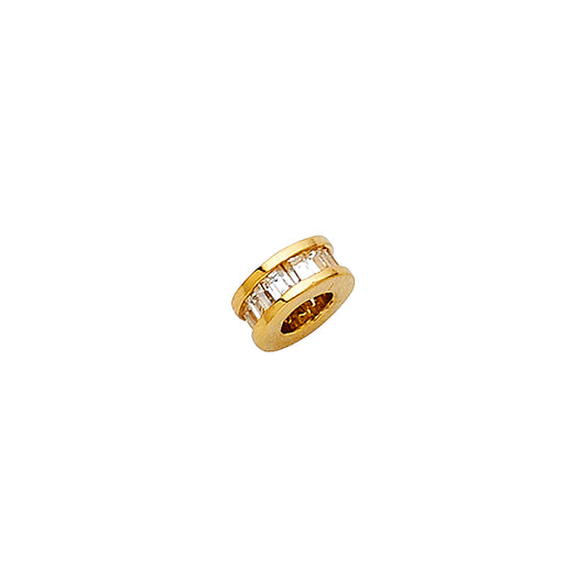 14K Yellow Gold CZ Baguette Channel Spacer Charm