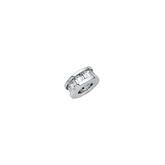 14K White Gold CZ Baguette Channel Spacer Charm