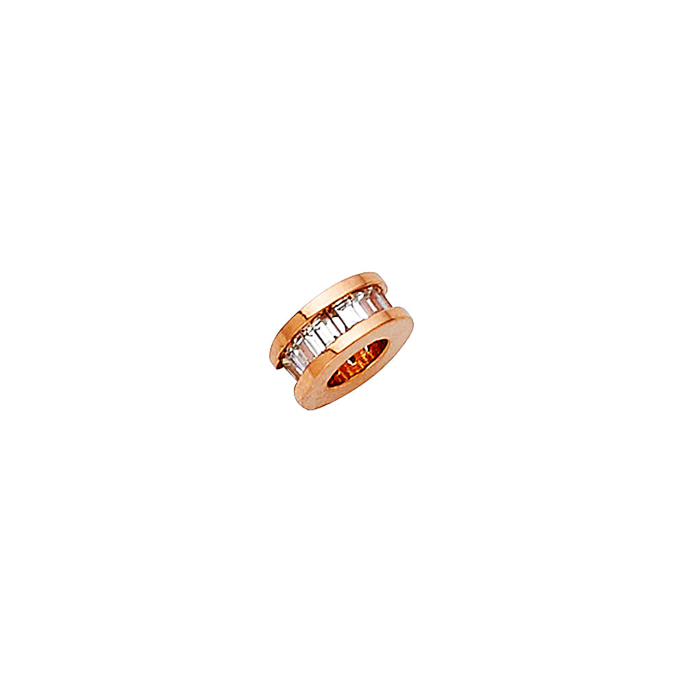 14K Rose Gold CZ Baguette Channel Spacer Charm