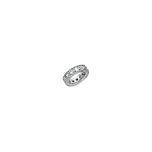 14K White Gold CZ Bead-Set Charm