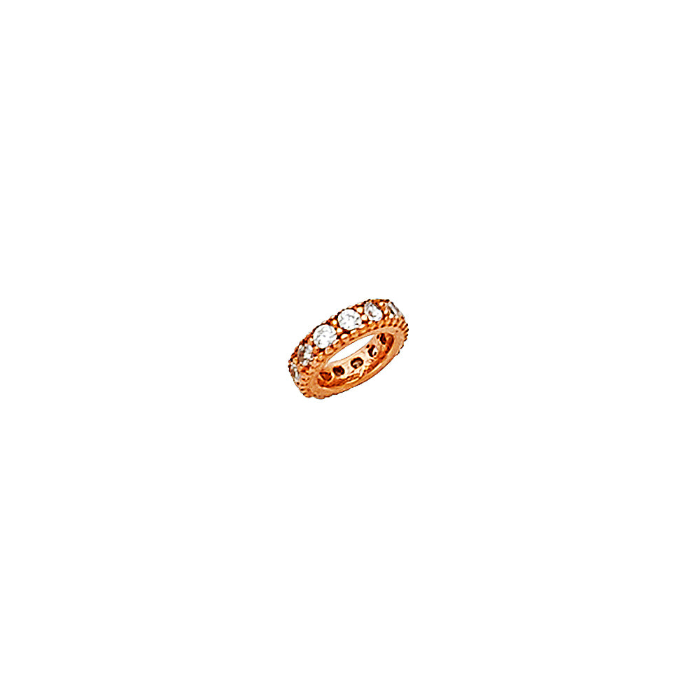 14K Rose Gold CZ Bead-Set Charm