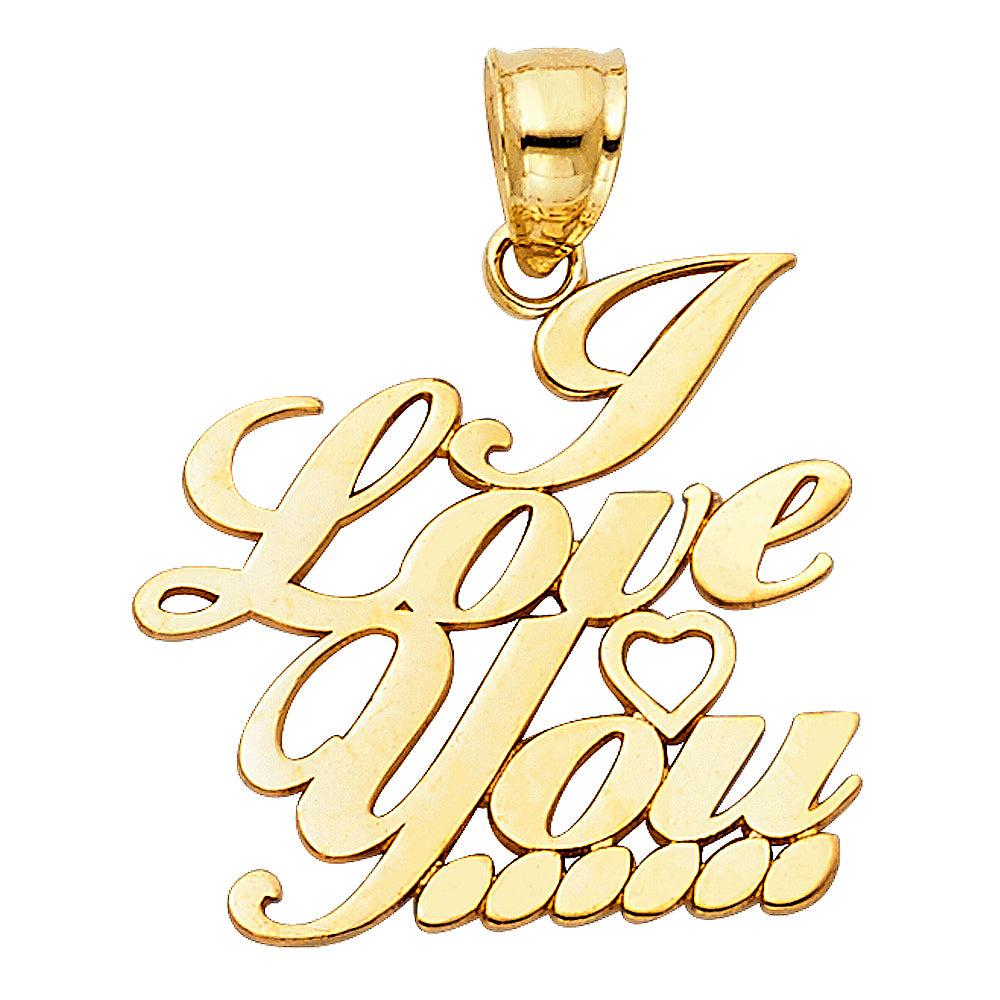 14K Yellow Gold I Love You Script Pendant