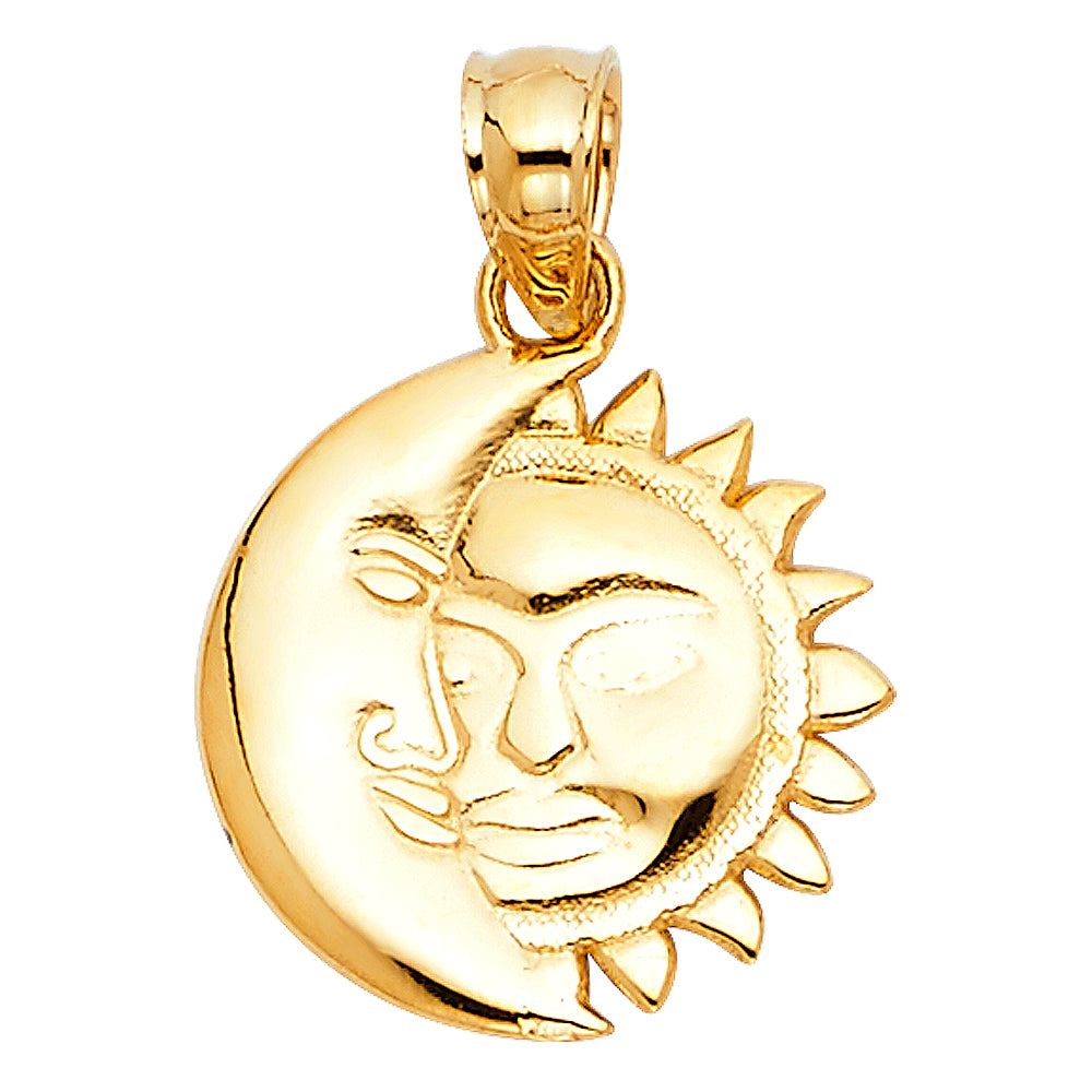 14K Yellow Gold Sun & Moon Charm