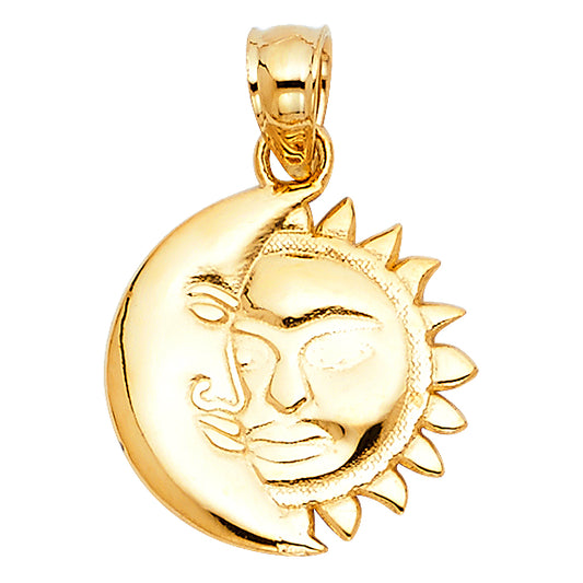 14K Yellow Gold Sun & Moon Charm