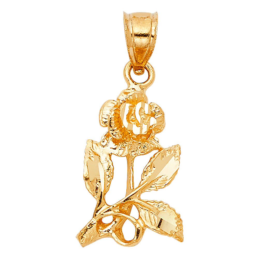14K Yellow Gold Rose Pendant