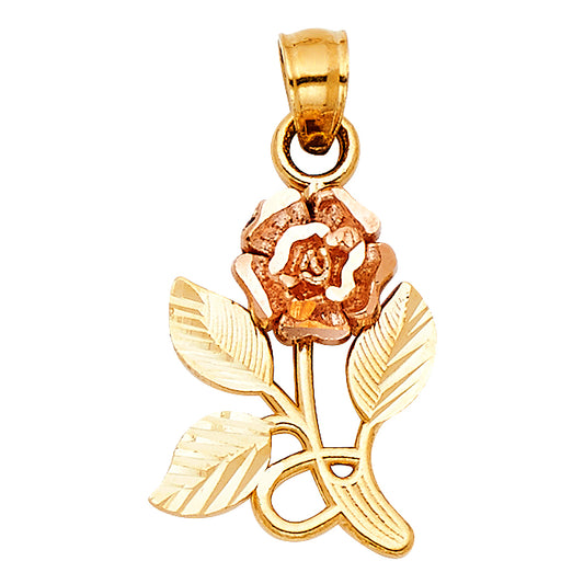 14K Two-Tone Gold Rose Pendant