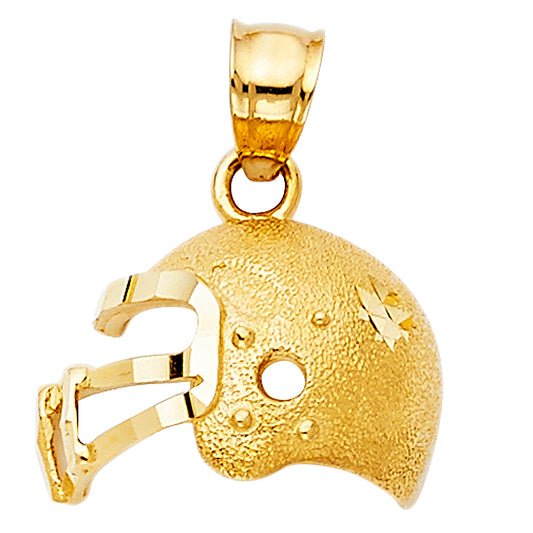 14K Yellow Gold Football Helmet Pendant