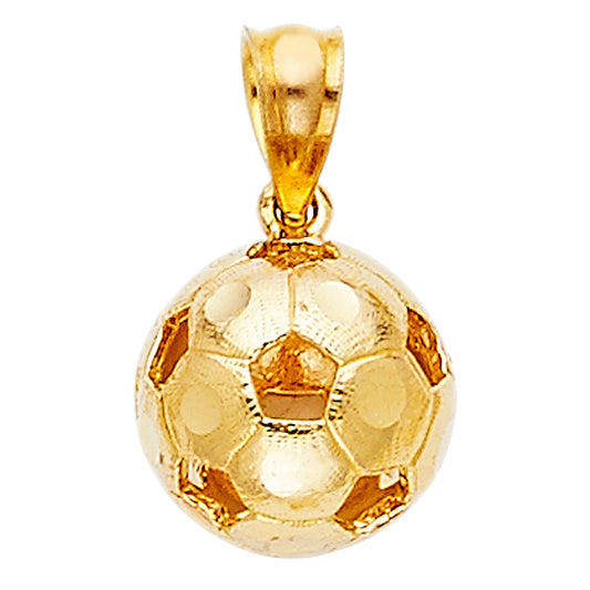 14K Yellow Gold Soccer Ball Design Pendant