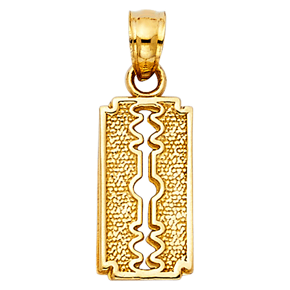 14K Yellow Gold Razor Blade Pendant