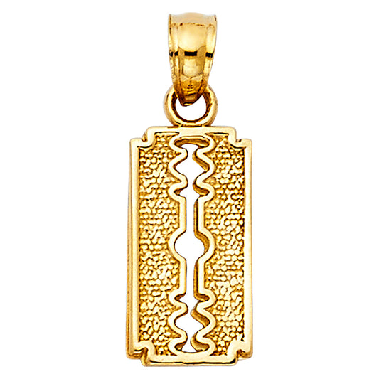 14K Yellow Gold Razor Blade Pendant
