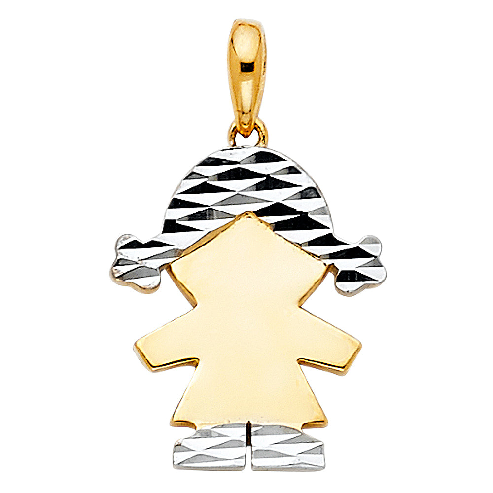14K Two-Tone Gold Girl Pendant