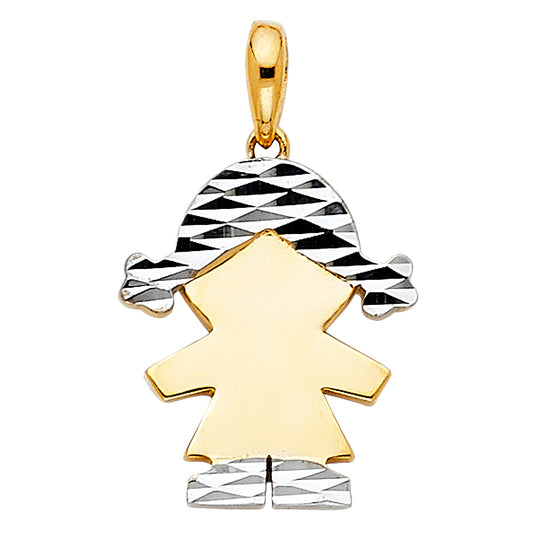 14K Two-Tone Gold Girl Pendant