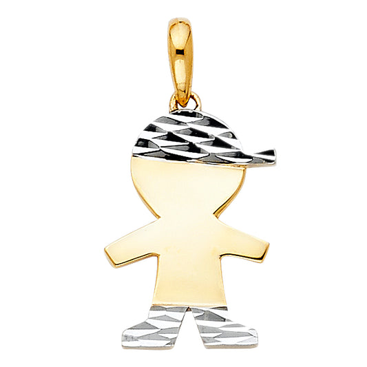 14K Two-Tone Gold Boy Pendant