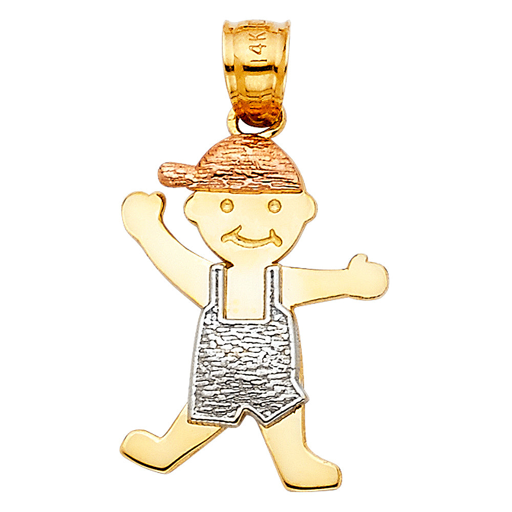 14K Tri-Color Gold Boy Pendant