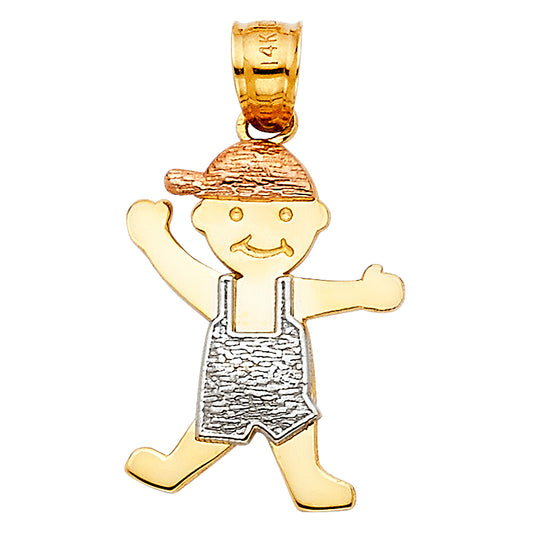 14K Tri-Color Gold Boy Pendant